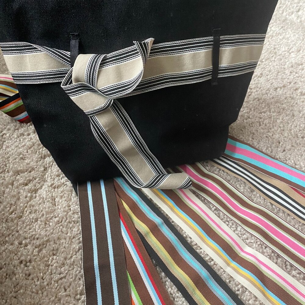 Morgan & Company Small Canvas Tote in Black with 7 Interchangeable Ribbons